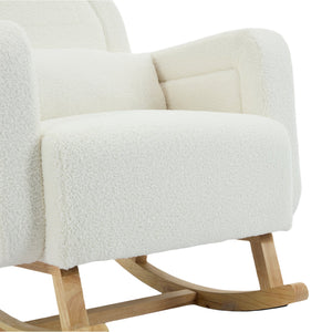 English Elm Christopher Knight Home® - Accent Rocking Chair In Cream Teddy Velvet - Ergonomic Design, Gentle Rocking, Ultimate Comfort! N765P263907W