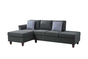 English Elm Hidden Compartment Modular Sectional with Pull Out Drawer and Coordinated Accent Pillows Dark Grey B2730S00063