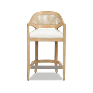 English Elm Jennifer Taylor Home - Americana Mid-Century Modern 26" Counter Stool With Cane Back & Ivory Boucle For Chic Spaces B2719P238381