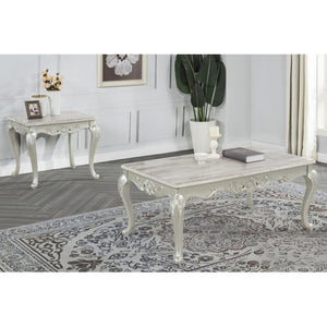 English Elm Traditional Faux Marble End Table with Hand Carved Cabriole Legs for Formal Living Rooms B011P457608