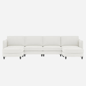 English Elm 141.5'' U-Shaped 6-Seater Sofa Couch With Movable Ottoman, Stylish Fabric, Ideal For Living Spaces W680S00038