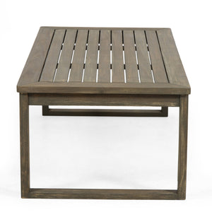 English Elm Christopher Knight Home® - 4 Acacia Outdoor Seating Set Dark Grey Cushions – 4-Person Slat Panel Sled Design, Water-Resistent 69678.00GDGRY-2_70137.00GDGRY