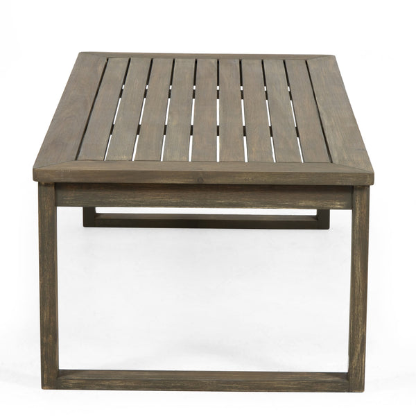 English Elm Christopher Knight Home® - SAMWELL Acacia Wood Outdoor Loveseat and Coffee Table Set with Water-Resistant Cushions, Sleek Slat Design DARK GREY 52.75 L x 33 W x 17.75 H 70137.00GDGRY