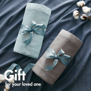 JLA Home Madison Park - Blanket Egyptian Cotton Ultra-Soft Throw for Bed and Sofa, Machine Washable, Pilling-Resistant Comfort Light Blue MP51N-6187