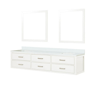 English Elm White Double Bath Vanity Set With White Quartz Top & 36" Framed Mirrors For Elegant Bathrooms B2731S01578-GIGA