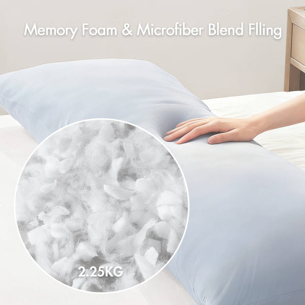 English Elm 1- Piece Full Body Cooling Pillow with Nylon Spandex Cover for Side Sleepers Blue B035P482975