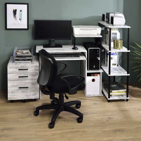 English Elm Antique White And Black Computer Desk With Keyboard Tray - Compact, Stylish Workspace Solution B062P184546