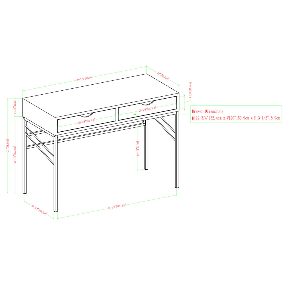 English Elm Walker Edison - Contemporary Faux Shagreen Writing Desk with 2 Drawers, Lined Interiors & Angled Metal Accents Off White 49 L x 24.5 W x 14 H B185P244130