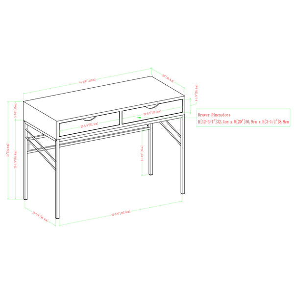 English Elm Walker Edison - Contemporary Faux Shagreen Writing Desk with 2 Drawers, Lined Interiors & Angled Metal Accents Grey 49 L x 24.5 W x 14 H B185P244129