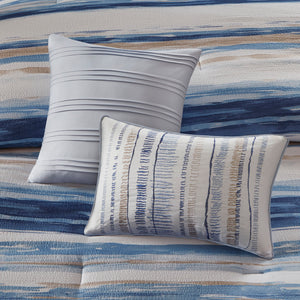 English Elm 8 Marina Seersucker Comforter & Quilt Set Full/Queen - Watercolor Stripe, Hypoallergenic, Layerable Blue 23.62 L x 18.9 W x 18.31 H B03597097