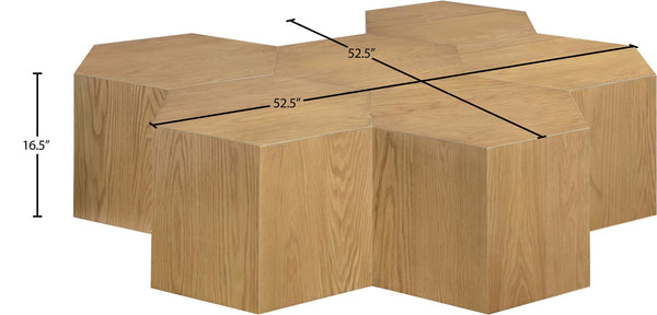 Meridian Furniture Eternal Solid Oak Modular Coffee Table Low Profile Centerpiece for Contemporary Living Rooms Natural 261-CT-6PC