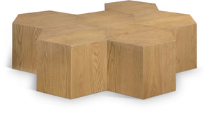 Meridian Furniture Eternal Solid Oak Modular Coffee Table Low Profile Centerpiece for Contemporary Living Rooms Natural 261-CT-6PC