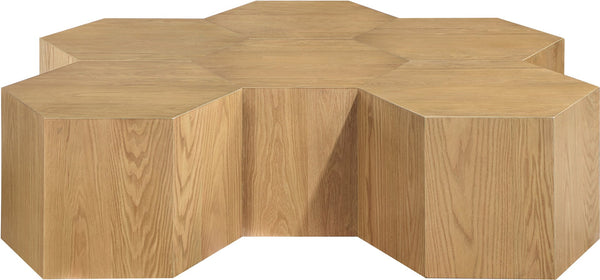 Meridian Furniture Eternal Solid Oak Modular Coffee Table Low Profile Centerpiece for Contemporary Living Rooms Natural 261-CT-6PC