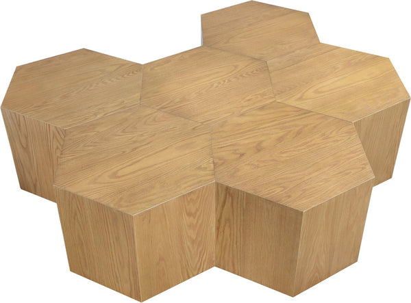 Meridian Furniture Eternal Solid Oak Modular Coffee Table Low Profile Centerpiece for Contemporary Living Rooms Natural 261-CT-6PC