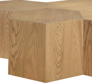 Meridian Furniture Eternal Solid Oak Modular Coffee Table Low Profile Centerpiece for Contemporary Living Rooms Natural 261-CT-6PC