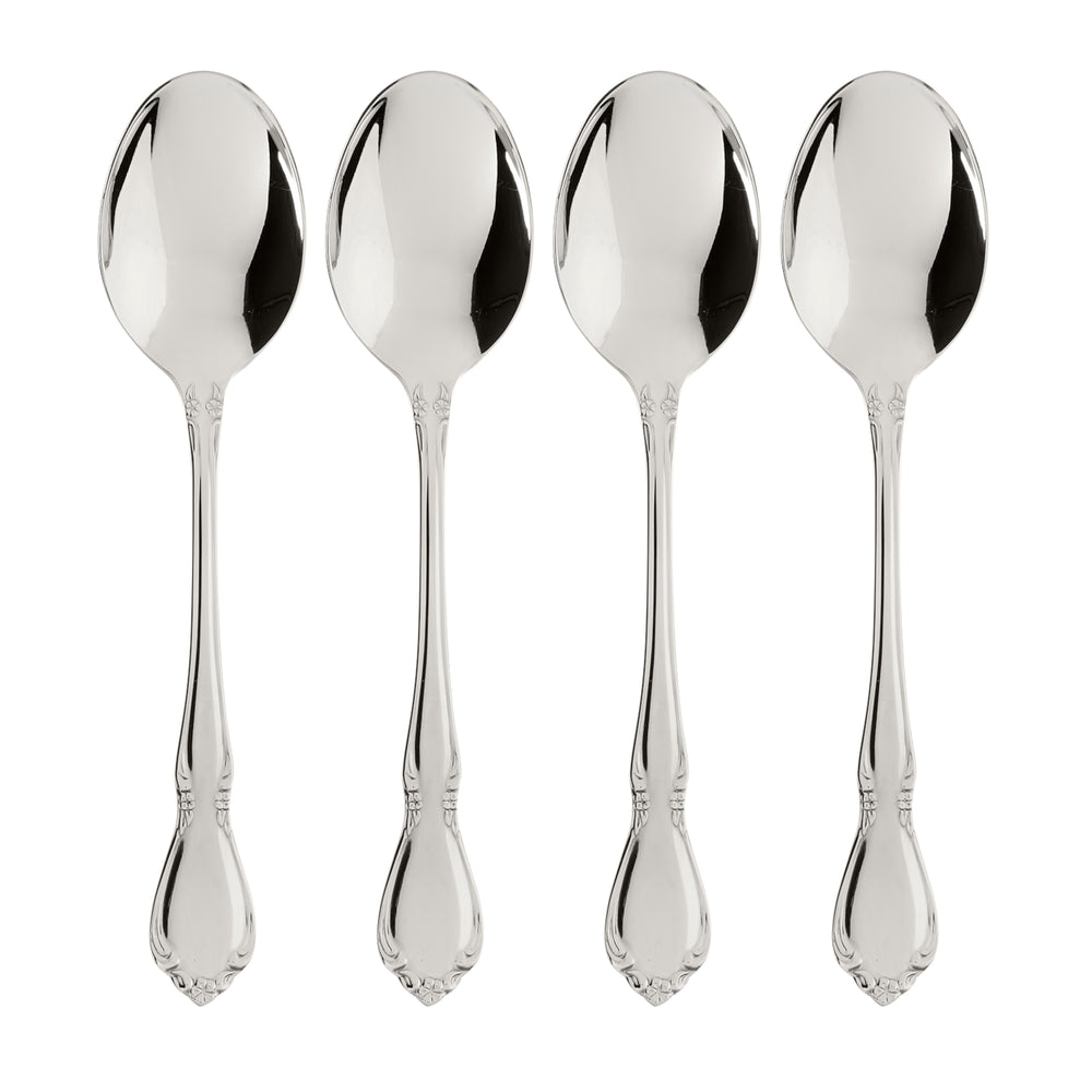 Lenox Chateau Baroque Dinner Spoons Set of 4 Polished Stainless Steel Fiddleback Design 2610004C