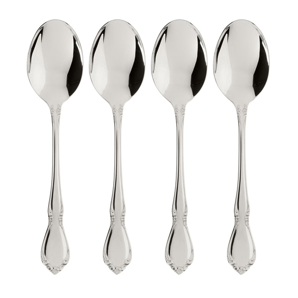 Lenox Chateau Baroque Dinner Spoons Set of 4 Polished Stainless Steel Fiddleback Design 2610004C