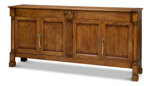 Sarreid Caracole Credenza In Fruitwood Finish - Elegant Solid Walnut Design With 2 Adjustable Shelves & Keys Brown  26118-5