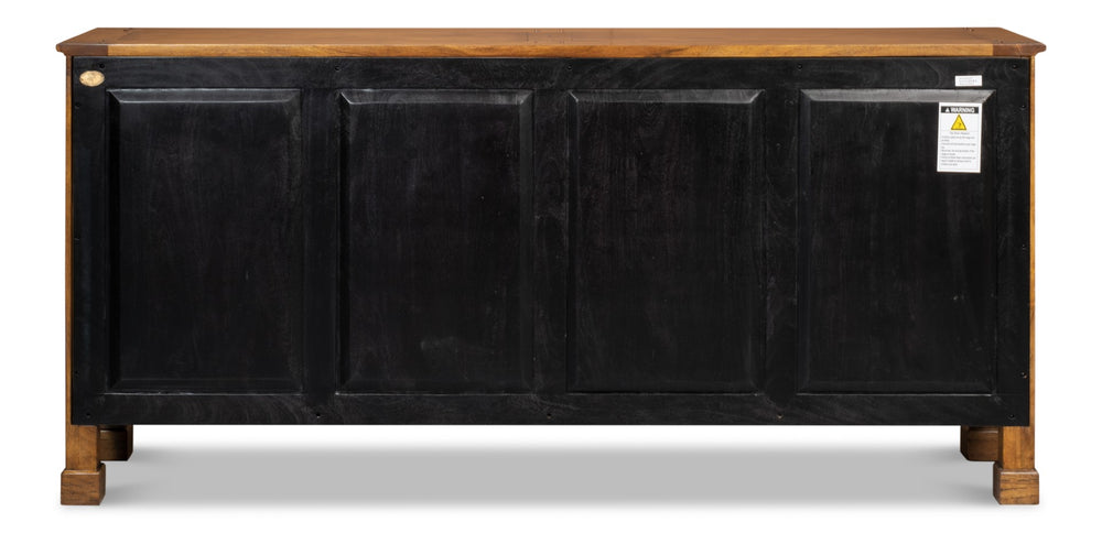 Sarreid Caracole Credenza In Fruitwood Finish - Elegant Solid Walnut Design With 2 Adjustable Shelves & Keys Brown  26118-5