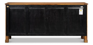 Sarreid Caracole Credenza In Fruitwood Finish - Elegant Solid Walnut Design With 2 Adjustable Shelves & Keys Brown  26118-5