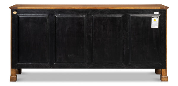 Sarreid Caracole Credenza In Fruitwood Finish - Elegant Solid Walnut Design With 2 Adjustable Shelves & Keys Brown  26118-5