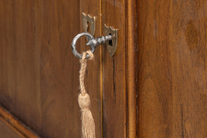 Sarreid Caracole Credenza In Fruitwood Finish - Elegant Solid Walnut Design With 2 Adjustable Shelves & Keys Brown  26118-5