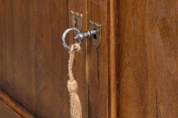 Sarreid Caracole Credenza In Fruitwood Finish - Elegant Solid Walnut Design With 2 Adjustable Shelves & Keys Brown  26118-5
