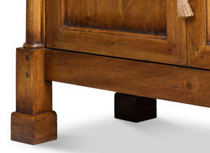 Sarreid Caracole Credenza In Fruitwood Finish - Elegant Solid Walnut Design With 2 Adjustable Shelves & Keys Brown  26118-5