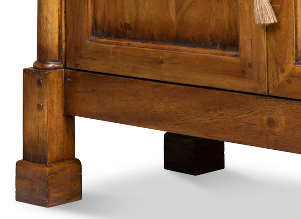 Sarreid Caracole Credenza In Fruitwood Finish - Elegant Solid Walnut Design With 2 Adjustable Shelves & Keys Brown  26118-5