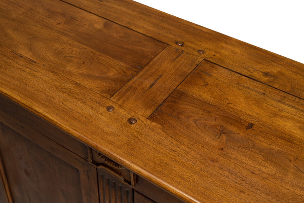 Sarreid Caracole Credenza In Fruitwood Finish - Elegant Solid Walnut Design With 2 Adjustable Shelves & Keys Brown  26118-5