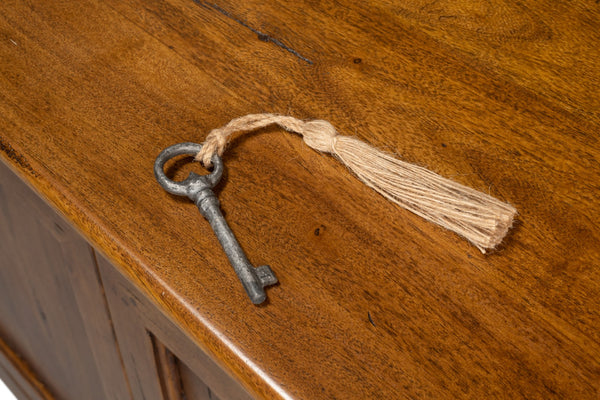 Sarreid Caracole Credenza In Fruitwood Finish - Elegant Solid Walnut Design With 2 Adjustable Shelves & Keys Brown  26118-5