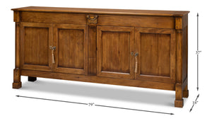 Sarreid Caracole Credenza In Fruitwood Finish - Elegant Solid Walnut Design With 2 Adjustable Shelves & Keys Brown  26118-5