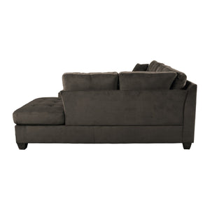 English Elm 2-piece Tufted Microfiber Sectional Reversible Chaise Pocket Coil Modern Living Room Chocolate B011S01323