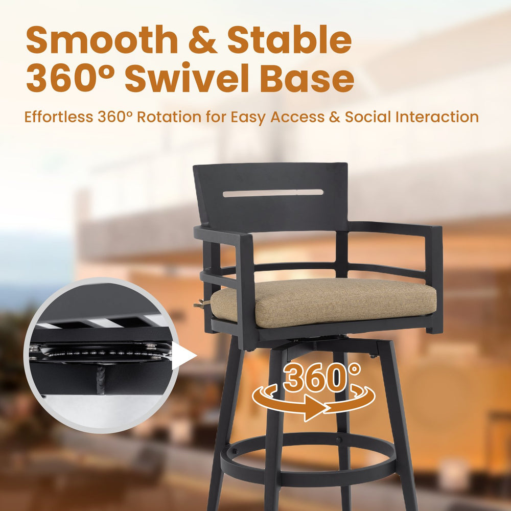 English Elm Modern Outdoor 2-Piece Swivel Bar Chairs – Stylish Aluminum Frame, 360° Rotation, Weather-Resistant Comfort W1886P352315