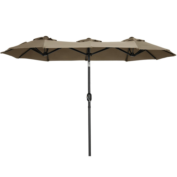 English Elm Outsunny 9.5' Double-Sided Patio Umbrella With Push Button Tilt, Durable Canopy & 12 Ribs For Shade W2225P200477-GIGA