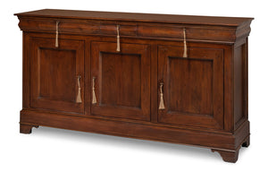 Sarreid Cafe Au Lait Buffet Walnut - Elegant Solid Walnut Design With 3 Drawers & Adjustable Shelves For Storage Brown  26130-3