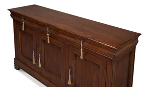 Sarreid Cafe Au Lait Buffet Walnut - Elegant Solid Walnut Design With 3 Drawers & Adjustable Shelves For Storage Brown  26130-3