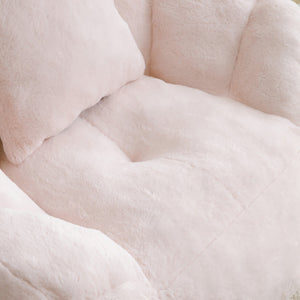English Elm Giant Foam-Filled Bean Bag Chair with Footstool, Shell-Shaped Faux Fur Sofa for Gaming Reading уют Pink W2677P306794