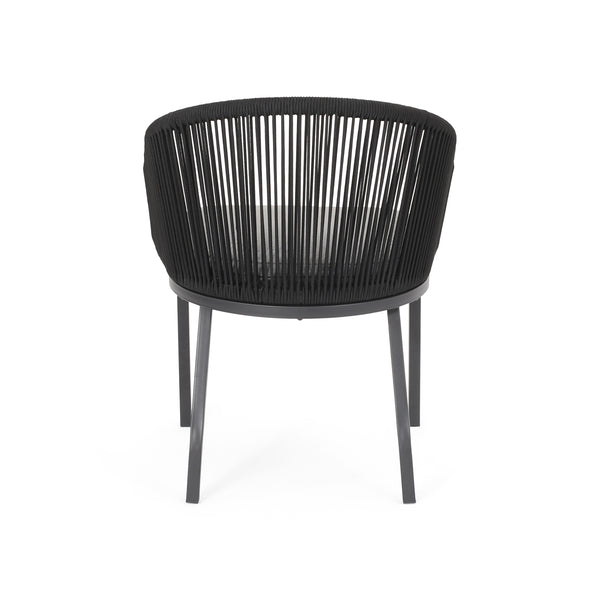 English Elm Christopher Knight Home® - CANDLEWOOD Woven Rope Club Chair Set of 2 - Modern Black Metal Frame, Water-Resistant Cushions, Handcrafted 65762.00BLK