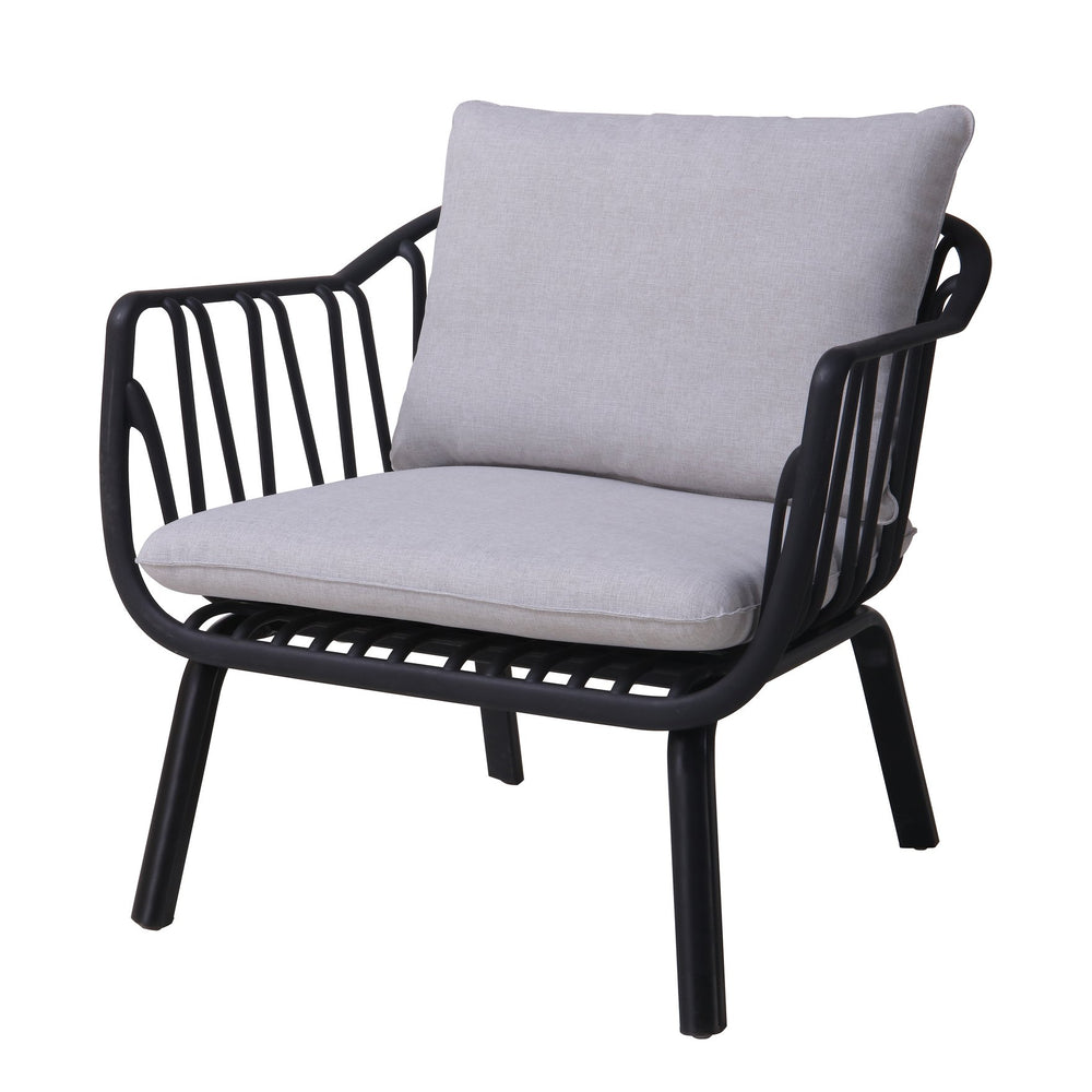 English Elm Christopher Knight Home® - Huron Outdoor PP Club Chair with Waterproof Olefin Cushions, Durable Plastic Frame and Iron Legs - Weather-Resistant Patio Seating Set Black+ Gray N775P178198B