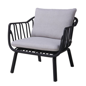 English Elm Christopher Knight Home® - Huron Outdoor PP Club Chair with Waterproof Olefin Cushions, Durable Plastic Frame and Iron Legs - Weather-Resistant Patio Seating Set Black+ Gray N775P178198B