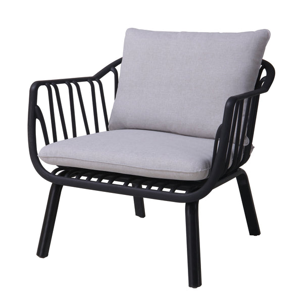 English Elm Christopher Knight Home® - Huron Outdoor PP Club Chair with Waterproof Olefin Cushions, Durable Plastic Frame and Iron Legs - Weather-Resistant Patio Seating Set Black+ Gray N775P178198B