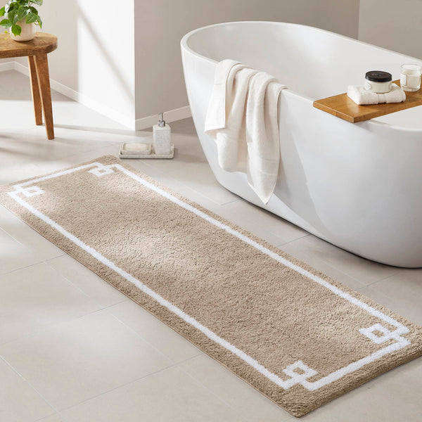 JLA Home Madison Park - Cotton Tufted Bath Rug Runner 24x72 - Plush OEKO-TEX Cotton, Skid-Resistant Backing, Machine Washable Taupe MP72-3566