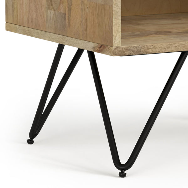 English Elm Hunter Nightstand Natural Mango Wood & Metal | Handcrafted 16"x20"x24" Modern Industrial End Table B136P203434