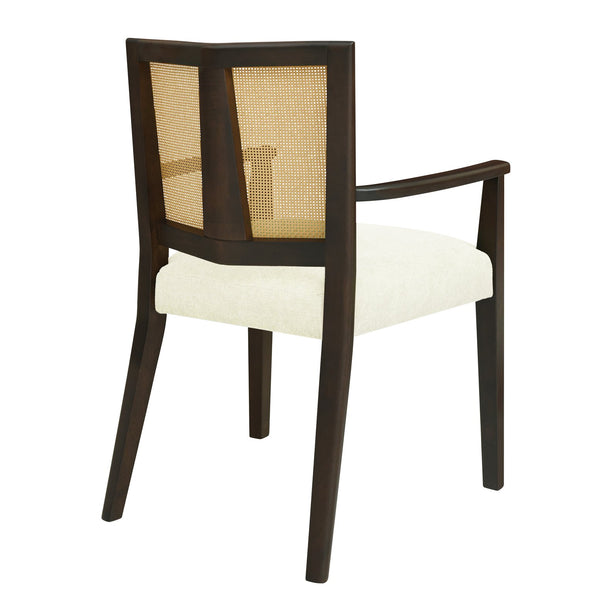 English Elm Christopher Knight Home® - ARM Mid-Century Dining Chair with Rattan Back & Upholstered Foam Seat, Solid Rubberwood Frame Beige,Dark Brown N771P254005O
