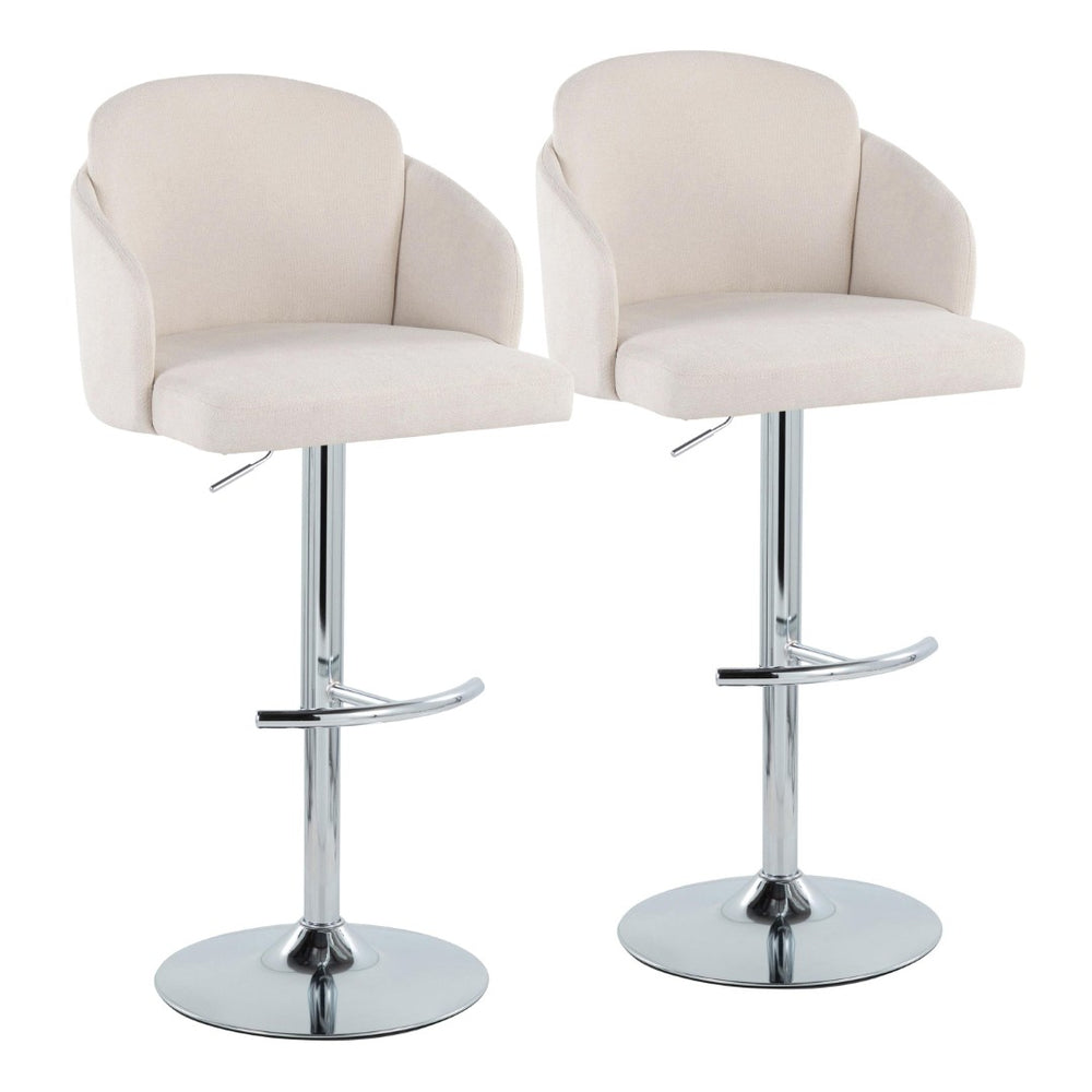 English Elm Fixed-height Swivel Counter Stools with Faux Leather Seats and Chrome Footrest Set of 2 Cream B202S02174