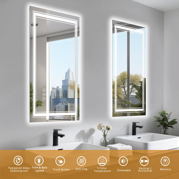 English Elm 48X32 Inch Frameless Led Bathroom Mirror - Smart Anti-Fog, Adjustable Lighting, Easy Installation & Durable T3757P347021