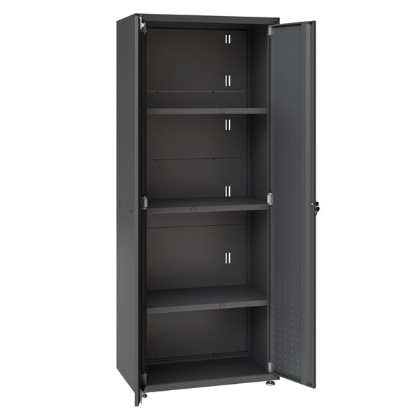 English Elm Rolling Metal Garage Cabinet with Locking Doors Diamond Texture Industrial Storage Charcoal Grey B365P398229