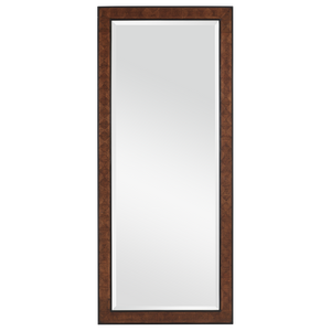Dorian Floor Mirror - Artisan Oak Veneer Design with Diamond Patterns & Black Racing Stripes, 72" Tall