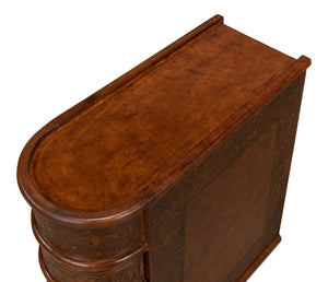 Sarreid Barnes Leather Book Side Table - Elegant Wood Design With 1 Drawer, Dark Brown Leather & Brass Accents Brown  26181
